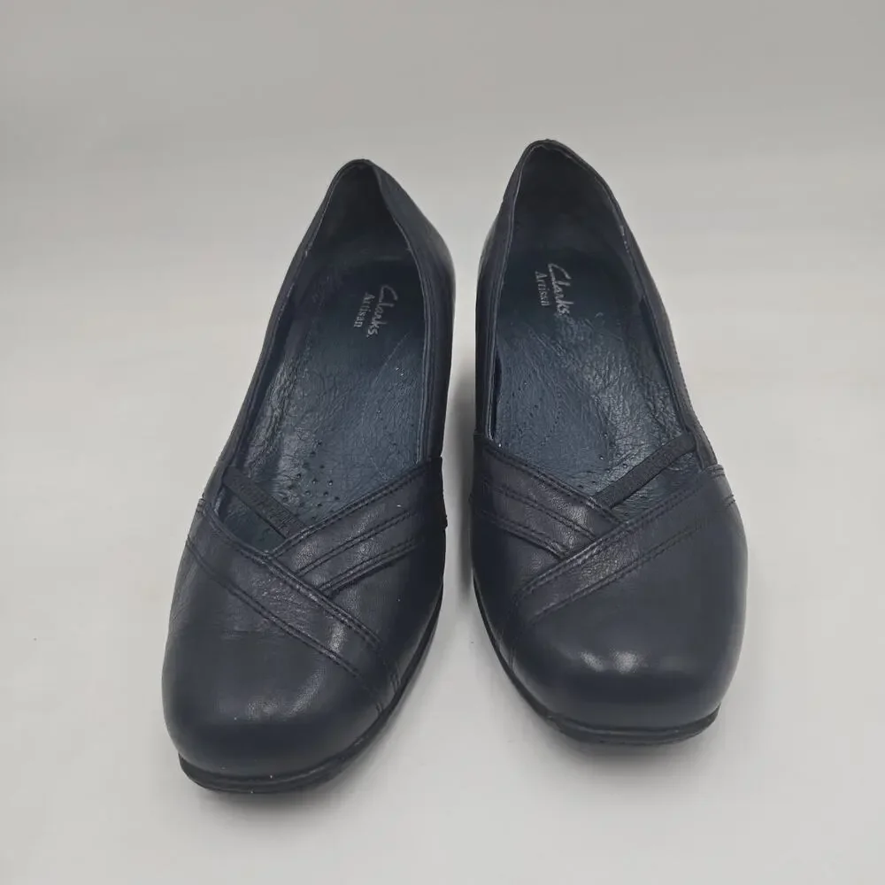 Clarks Womens Navy Blue Heels Pumps Artisan Active Air 87514 Sz 7.5 Wide Comfort